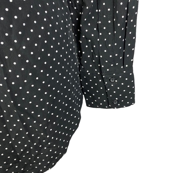 Old Navy Polka Dot 4-Button Front Long Sleeve Blouse Women's Medium Black White‎ - Picture 4 of 10